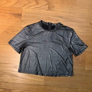 Black Shimmery Crop Top